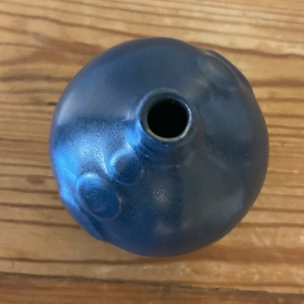Vintage Jonathan Adler Modernist Navy Blue Dot Vase- RARE